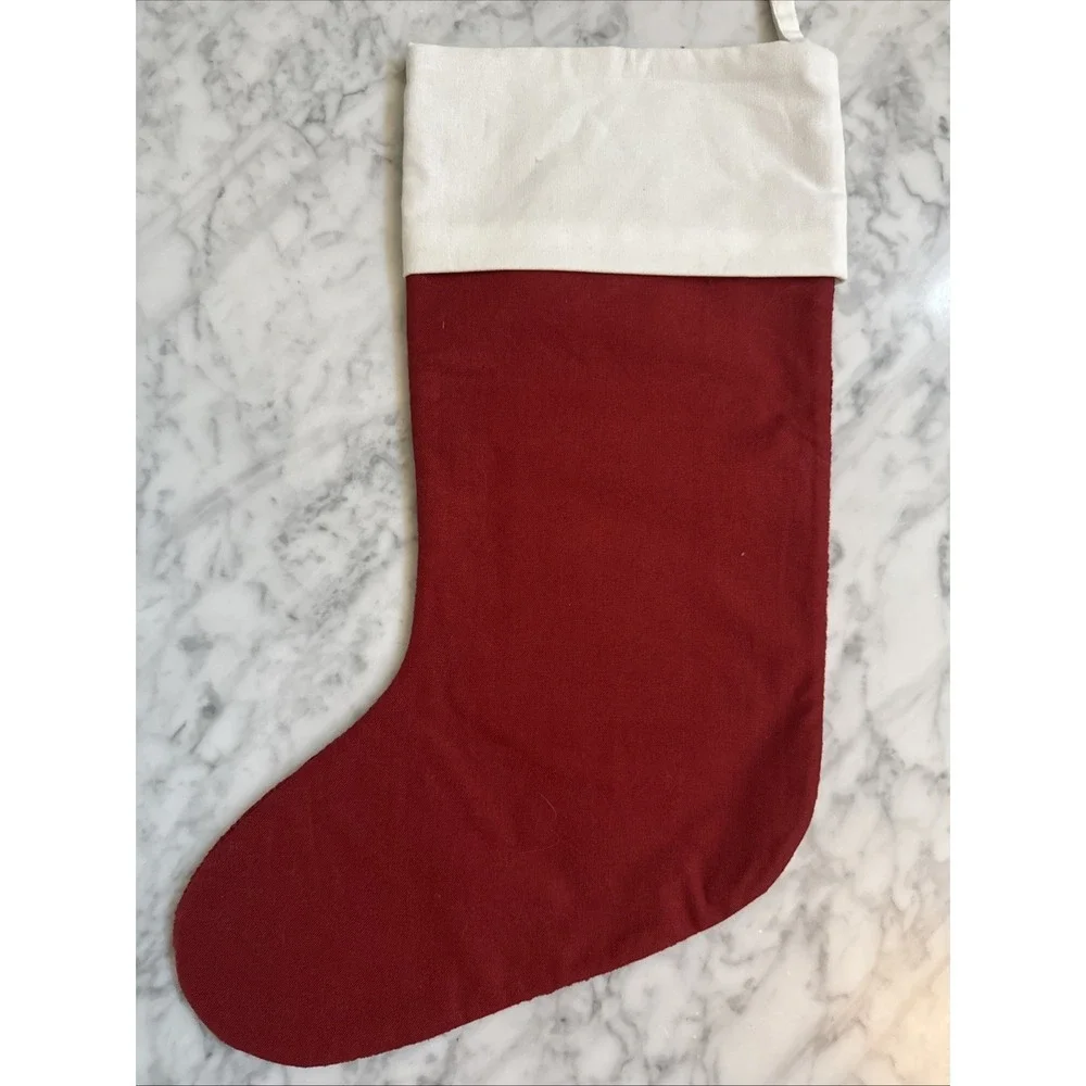 Pottery Barn Fun Old Fashioned Family Christmas Stocking Santa Flames NWOT